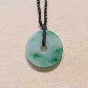 Green Jade Donut Pendant: Grade A Burmese Jade Necklace