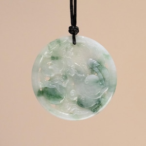 Imperial Dragon Jade Tablet, Rare Purple Burmese Jadeite, Hand Carved Ruyi and Dragon Pendant, Type-A Translucent Jade, Wealth Power Amulet