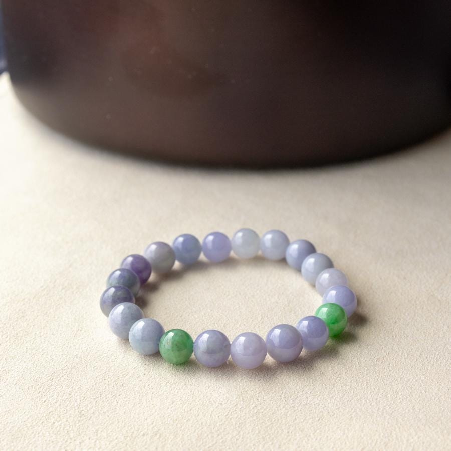 Collier En Jade Lavande De Turquie - 2 Rangs De Perles 8mm - 425 Carats - Argent 925 - Neuf