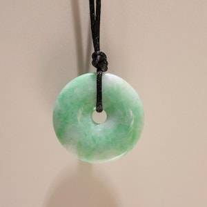 Apple Green Jade Donut Pendant: Natural Type A Jade, Adjustable Necklace