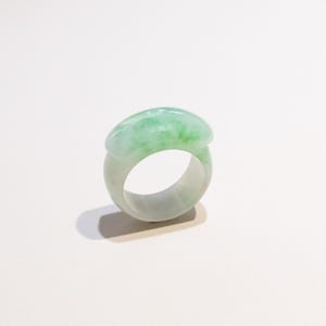 Genuine Natural Green Jade Saddle Ring Size US 9