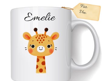 Giraffe children's cup, children's cup personalized, children's cup ceramic, children's gift, children's cup with name, cups children
