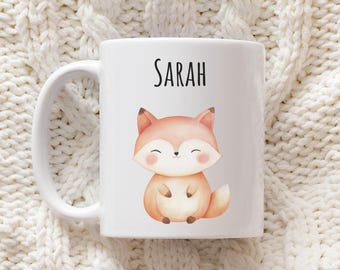 Personalized Fox Mug, Cute Name Mug, Custom Gift Idea, Personalized Ceramic Mug, Fox Lover Gift