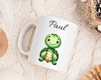Turtle children's cup, children's cup personalized, children's cup ceramic, children's gift, children's cup with name, cups children