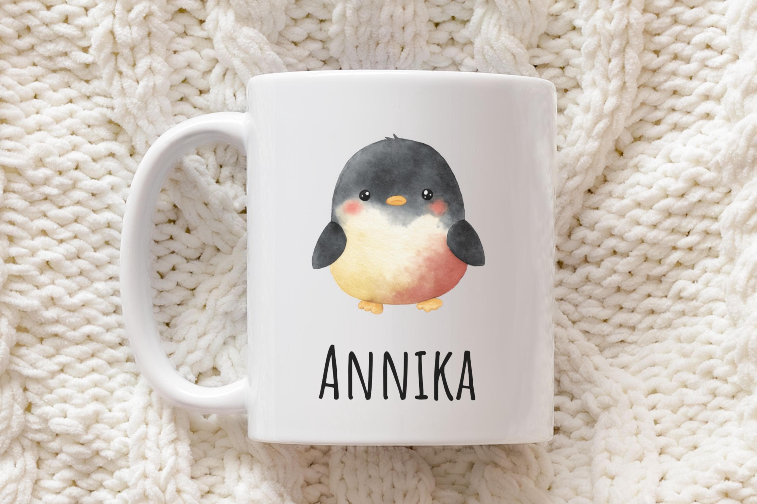Taza De Regalo Personalizable, Diseño De Pingüino, Diseño De Pingüino, Color Blanco, Con Mensaje De Nombre