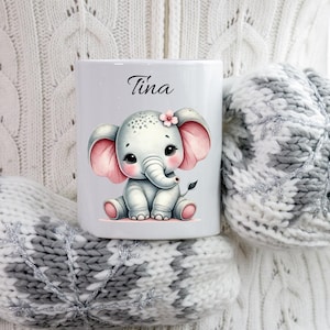 Elephant Mug Personalized Child Animal Children&#39;s Mug Name LovingGifts