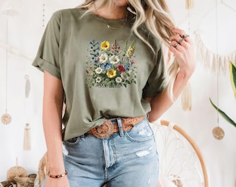 Wildflower T-Shirt, Wildflower Meadow Cottagecore Shirt, Garden T-Shirt, Gift for Her TShirt, Nature Lover Shirt