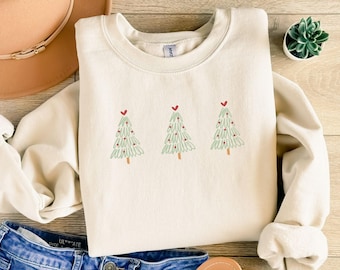 Jultröja, Treträdströja, Jultröja, Julgransdesign, Vintertröja, Mysig tröja