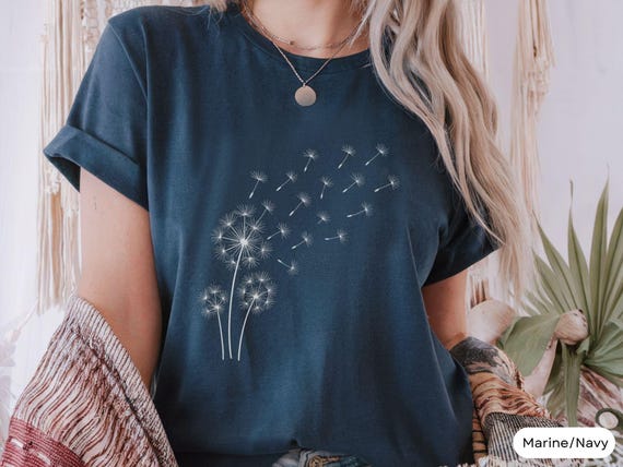 Löwnzahn Blume T Shirt,Pusteblume Dandelion Shirt for Women, Inspirational Shirt, Flower in Natural T-shirt,, Cute Trending Womens T-Shirt