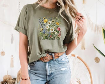Wildflower T-Shirt, Wildflower Meadow Cottagecore Shirt, Garden T-Shirt, Gift for Her TShirt, Nature Lover Shirt