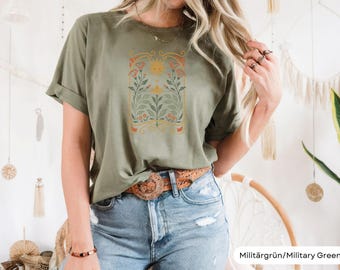Boho Wildflowers Tshirt, Boho Floral Tshirt Art Nouveau, Boho Flowers Shirt, Floral Nature Shirt, Mystical Shirt, Art Nouveau Art Deco Shirt