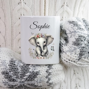 Elephant Mug Personalized Child Animal Children&#39;s Mug Name LovingGifts