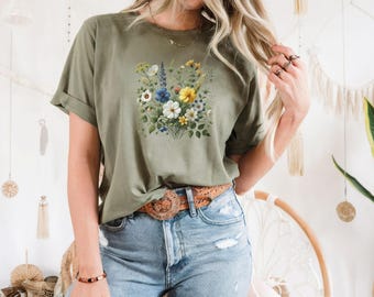 Wildflower T-Shirt, Wildflower Meadow Cottagecore Shirt, Garden T-Shirt, Gift for Her TShirt, Nature Lover Shirt