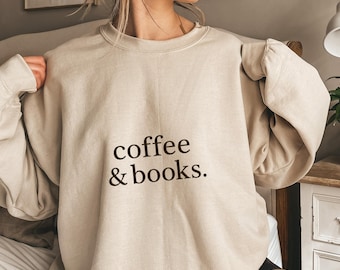 Kaffe- och böckertröja, söt bokälskartröja, bokklubbströja, bokälskarpresent, tillbaka till skolan-tröja, grundskola