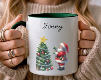 Personalized Christmas mug, Santa Claus mug, Christmas tree gift, custom mug, Christmas present, name mug