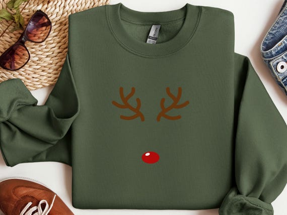 Rudolph Sweatshirt, Rentier Pullover, Festlicher Weihnachtspulli, Lustiger Urlaubspullover, Saisonale Mode