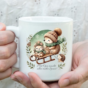 Cup Mug with Saying Coffee Mug Gift Grandpa Opi Saying Mug Sleigh with Hedgehog