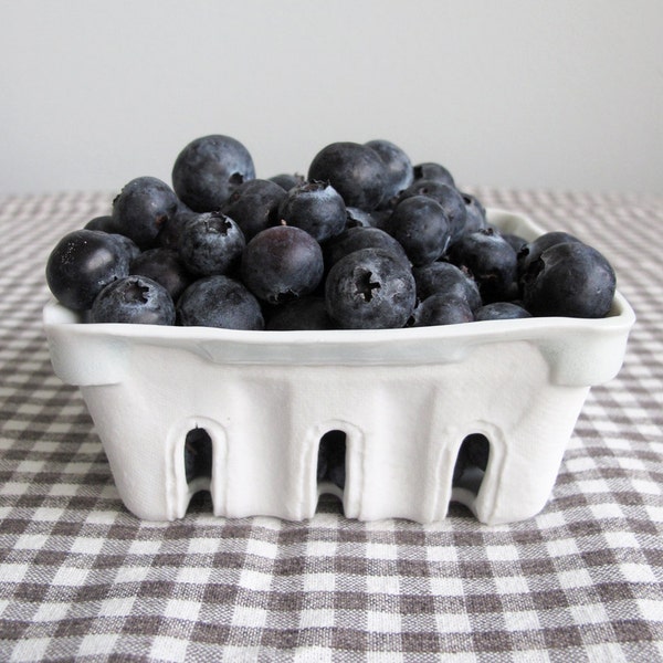 IN STOCK: Porcelain Berry Basket with Ice Blue Glaze