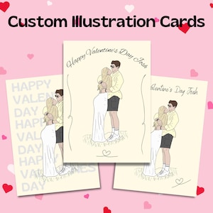 Biglietto di auguri illustrato e disegnato a mano senza volto personalizzato - San Valentino, compleanno, baby shower, matrimonio, anniversario ecc.