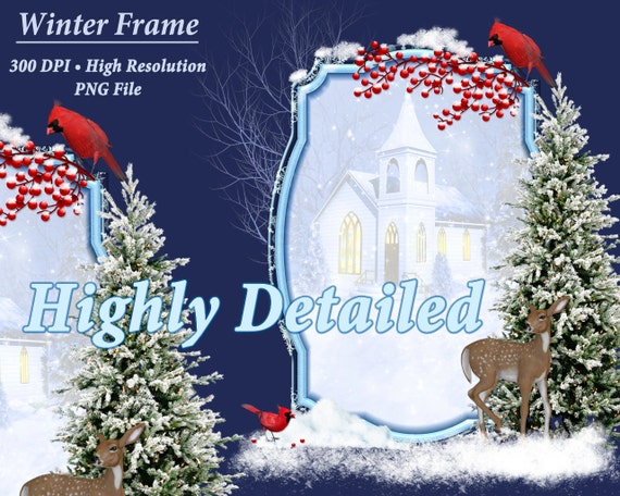 Winter Clipart Winter Forest Clipart Winter Church Frame Etsy