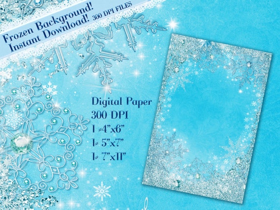 Frozen Digital Background Frozen Snowflake Background Frozen | Etsy