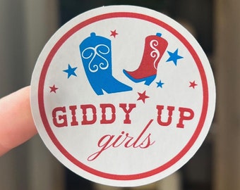 Giddy Up Girls Sticker Sheet (12/sheet) | Cowboy Western Theme Bach Bash, Cowboy Boot Bachelorette Weekend, Birthday Party Decor Favors