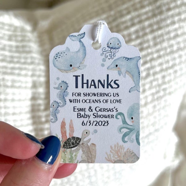 Under the Sea Favor Tags - Set of 12 | Personalized Party Favor Tag, Baby Shower/Birthday Tag, Sea Creature Theme, Ocean Animal Decorations