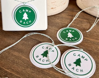 Personalized Camp Bachelorette Tags (12/Set) | Girls Weekend Glamping Favors, Camp Bride Theme Bridal Party Decor, Bachelorette Survival Kit
