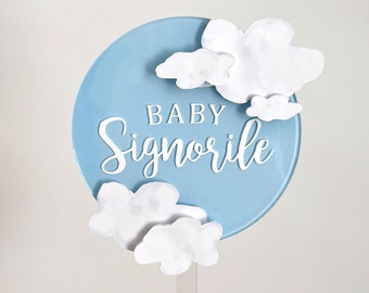 Personalized Acrylic Cloud Cake Topper | Baby Shower Decor