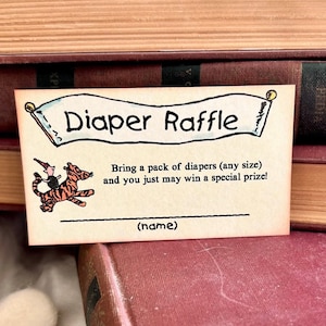 Winnie The Pooh Storybook Diaper Raffle Card Classic Winnie The Pooh Book Theme Shower, Diaper Raffle, Pooh Bear Invitation Card Inserts image 1