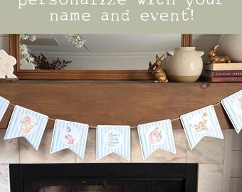 Personalized Peter Rabbit Banner | Baby Shower/Gender Reveal/Birthday Decor, Beatrix Potter Theme Party