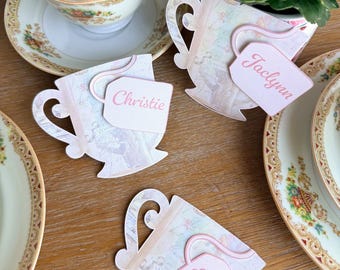 Winnie the Pooh Teacup Place Cards Set: Baby Shower, Garden Party Decor