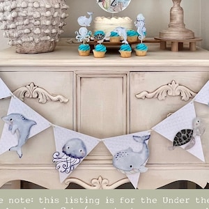 Under The Sea Garland | Baby Shower Decor, Birthday Party Banner, Ocean Animal Bunting, Sea Creature Mermaid Friends Themed Decorations
