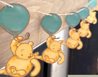 Winnie the Pooh Balloon Garland | Mint Sage Baby Shower Decor, Birthday Banner