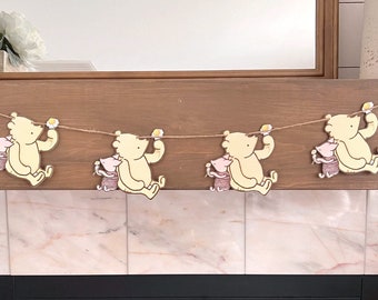 Classic Winnie the Pooh and Piglet Garland | Baby Shower/Birthday Decorations, Dessert Table, Whimsical Pooh Daisy Flower Banner