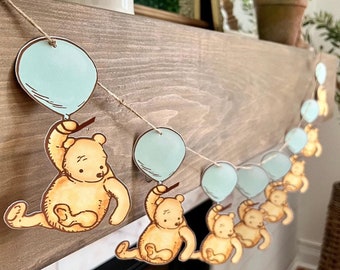 Winnie the Pooh Balloon Garland | Mint Sage Baby Shower Decor, Birthday Banner