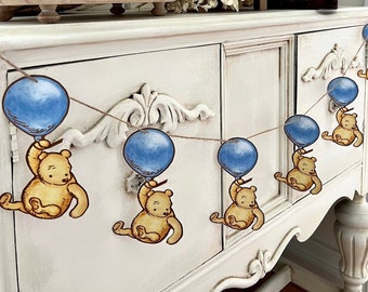 Blue Winnie the Pooh Balloon Garland | Shower Decor, First Birthday Banner, Neutral Welcome Baby, Dessert Table Decorations, Nursery Room