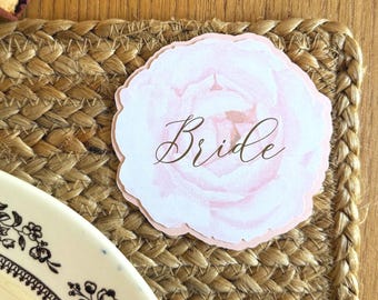Pink Rose Place Cards | Bridal Shower Decor, Birthday Name Cards, Bachelorette Party Decorations, That's Amore Italian Themed Food Card