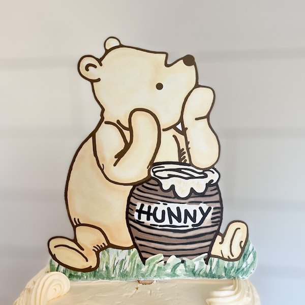 Golden Bear Honey Jar Cake Topper/Baby Shower/Birthday/Centerpiece /Photo Prop/Smash Cake