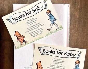 Winnie The Pooh Storybook Books for Baby Card (Set of 12) | Classic Winnie Book Theme Shower, Build Baby Library Card Insert, Bring A Book