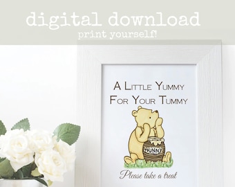 A Little Yummy for Your Tummy Please Take A Treat Golden Bear Honey Pot Sign | INSTANT DIGITAL DOWNLOAD Baby Shower, Birthday Party Dessert