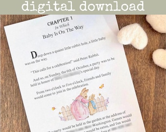Peter Rabbit Baby Shower Storybook Invitation DIGITAL DOWNLOAD | Whimsical Gender Neutral Beatrix Potter Book Invite