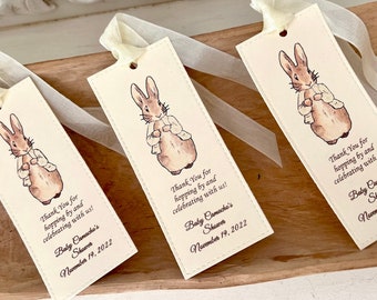 Cream Peter Rabbit Bookmark (Set of 12) | Gender Neutral Shower Favor, Vintage It's a Boy/Girl/Baby Beatrix Potter Style Birthday Party Gift