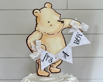 Winnie the Pooh Cake Topper/Diaper Cake Topper/Gender Neutral Baby Shower/Baby Shower Decoration/Classic Winnie Baby Shower/ Gender Reveal