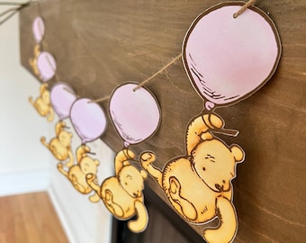Pink Winnie the Pooh Balloon Garland | Shower Decor, First Birthday Banner, Pink Welcome Baby, Dessert Table Decorations, Nursery Room