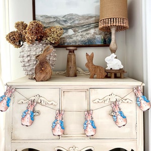 Blue Peter Rabbit Garland | Baby Shower Decor, First Birthday Banner, Spring Easter Bunny Bunting Decor, Dessert Table Decorations