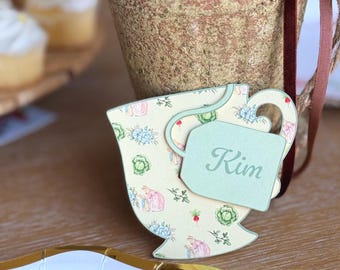 Peter Rabbit Teacup Place Cards Set: Baby Shower, Garden Party Decor