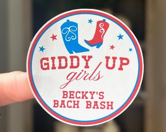 Giddy Up Girls Bachelorette Sticker Sheet (12/sheet) | Cowboy Western Themed Bach Bash, Cowboy Boot Bridal Weekend Tumbler Favor Party Decor