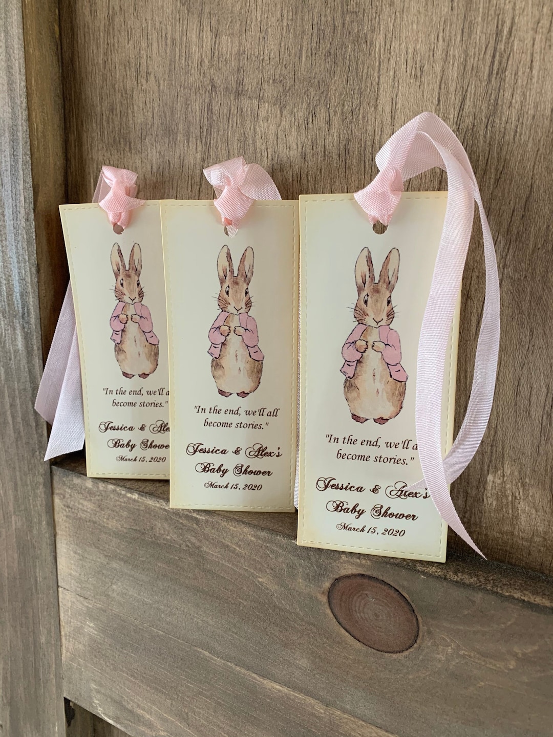 Pink Peter Rabbit Bookmark (set of 12) | Beatrix Potter Baby Shower ...