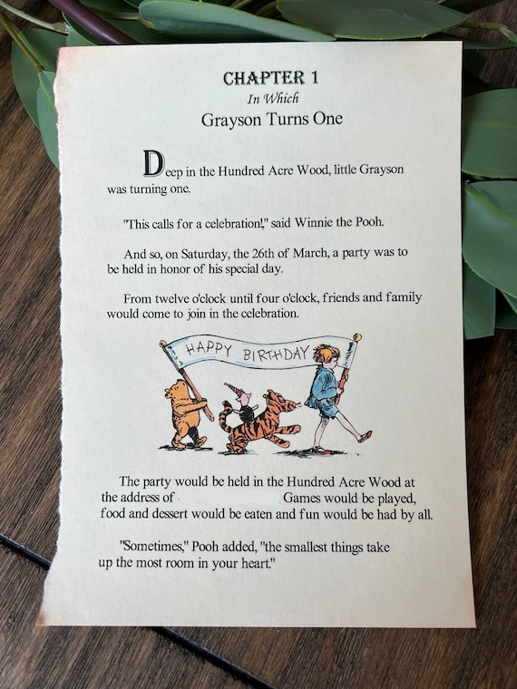 Winnie The Pooh Torn Edge Storybook Invitation Vintage Ripped Edge Invitations Classic Winnie The Pooh Book Invite Torn Page Set of 12